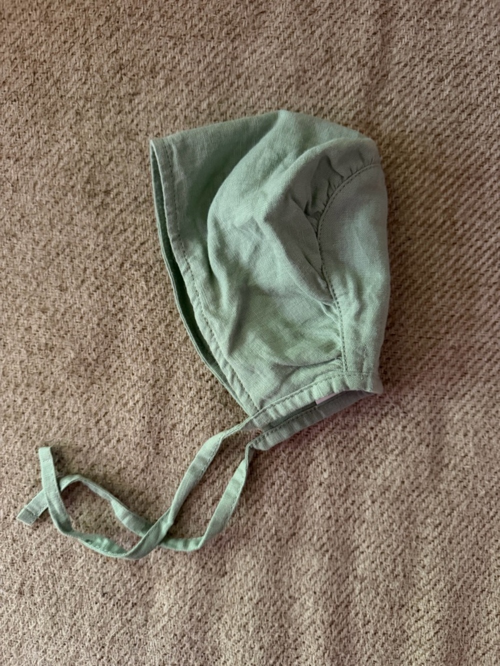 ZARA blue baby bonnet cotton/linen blend 3-6m